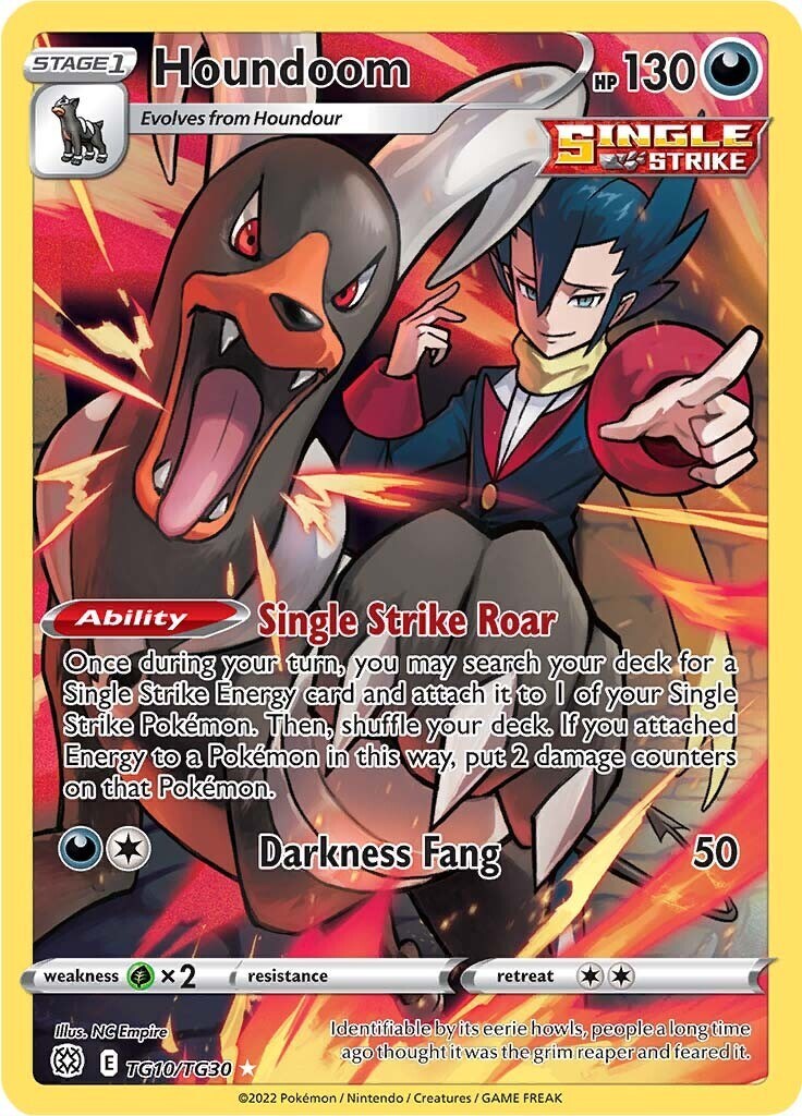 ‼️Pokemon Houndoom TG10/TG30: Brilliant Stars Trainer Gallery Holo GRADE 10!💨