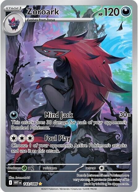 ‼️ZOROARK 2025 POKÉMON WHITE FLARE #143/086 ILLUSTRATION RARE TAG GRADE 10!💨