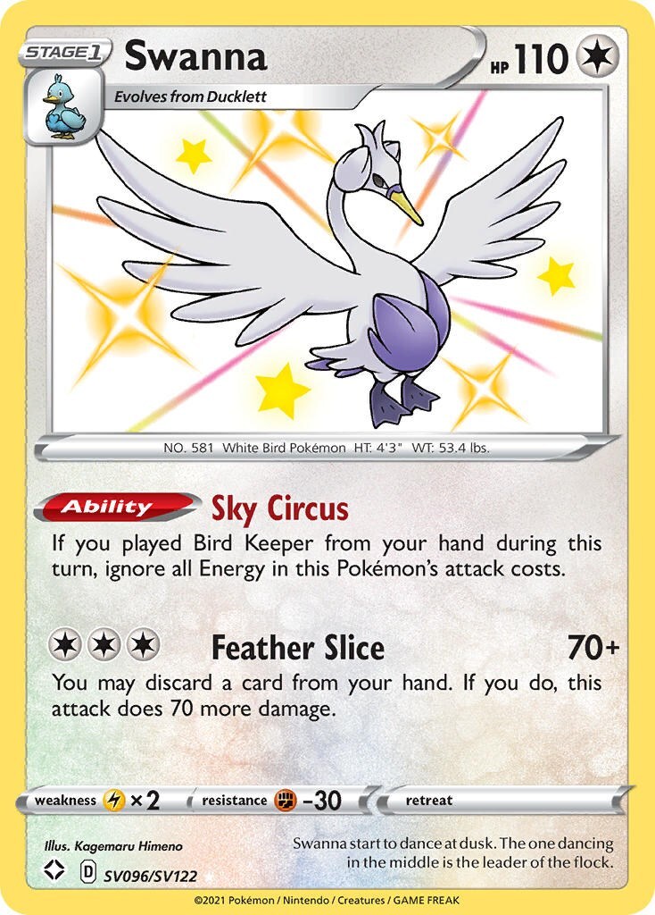 ‼️Pokemon Swanna SV096/SV122 Shining Fates~Shiny Vault Holo GRADE 10~FAST SHIP💨