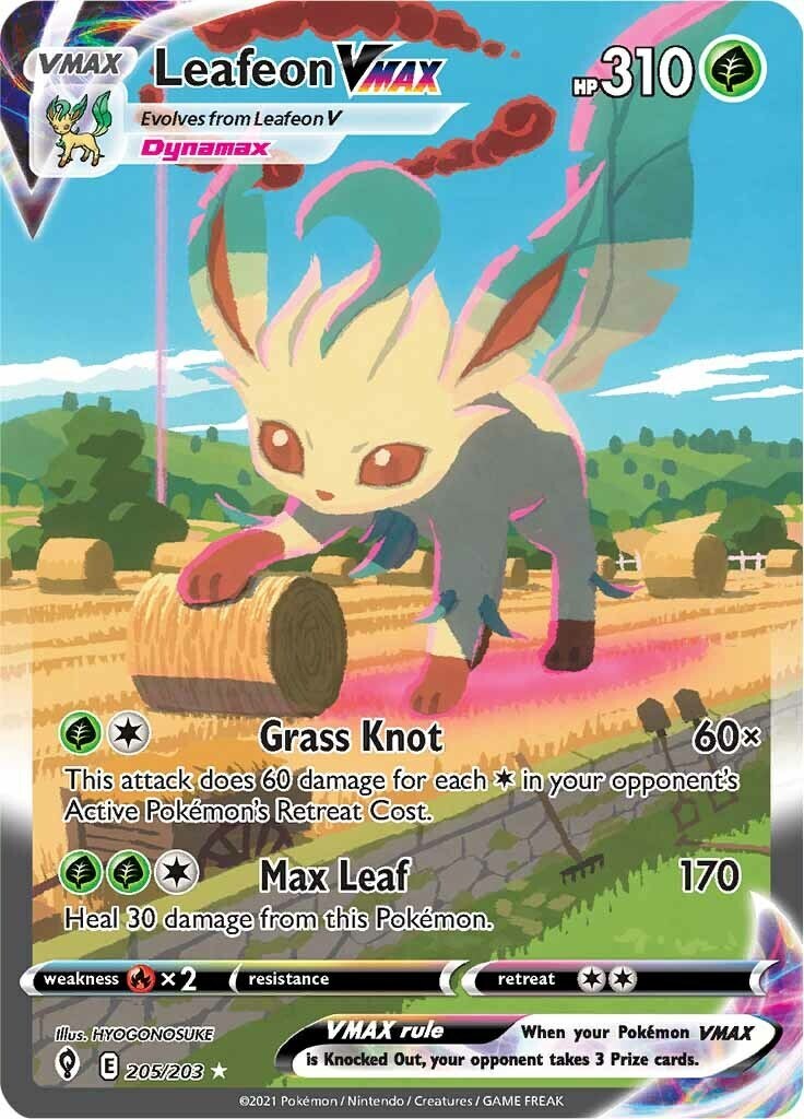 ‼️Leafeon VMAX Pokémon (2021) Evolving Skies - 205/203~ GRADE 10 PRISTINE!💨