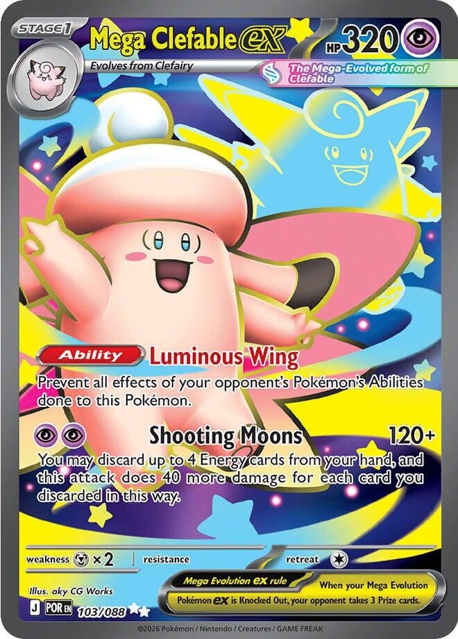💎 Mega Clefable ex 103/088 Pokemon Perfect Order TAG GRADE 8! SHOOT OFFER!💨