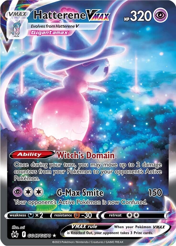 ‼️Hatterene VMAX GG47 Crown Zenith: Galarian Gallery Holo GRADE 10! SHIPS FAST💨