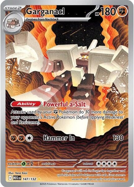 ‼️Pokemon Garganacl 147/132: Mega Evolution Holo GRADE 9! FAST SHIP~SHOOT OFFER