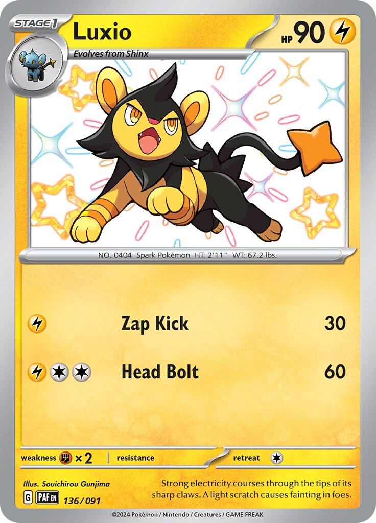 ‼️Luxio 136/091: Paldean Fates Holo BABY SHINY HOLO GRADE 10! SAME DAY SHIP!💨
