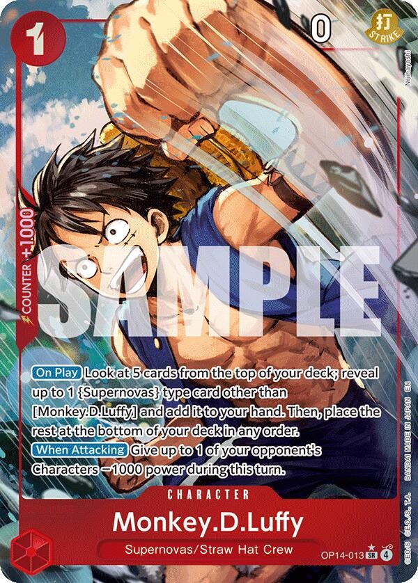 ‼️Monkey.D.Luffy - OP14-013 OP14-013 The Azure Sea's Seven Foil~TAG GRADE 10!💨