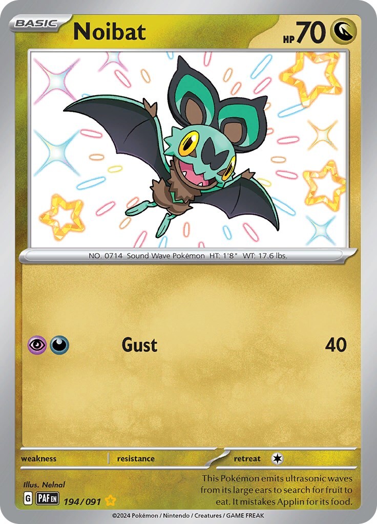 ‼️Noibat 194/091: Paldean Fates Holo GRADE 10! SHIPS FAST~SHOOT A OFFER!💨
