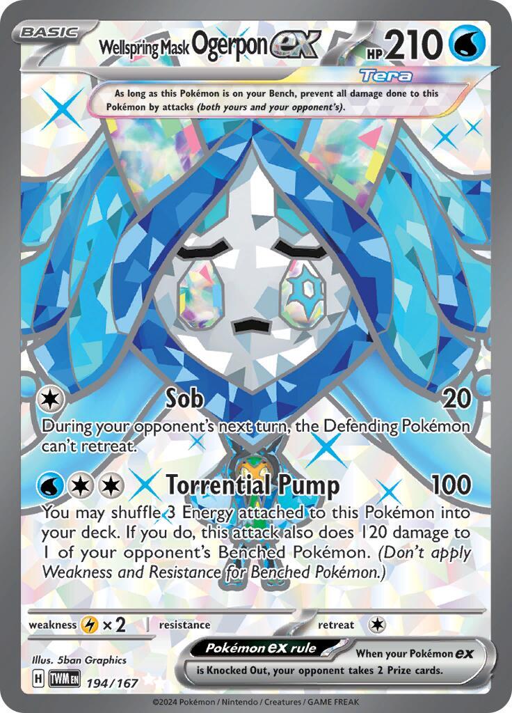 ‼️Pokemon Wellspring Mask Ogerpon ex 194/167~Twilight Masquerade Holo GRADE 9.5!