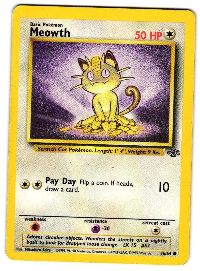 ⚠️ Meowth 56/64 Pokemon Jungle Regular~ MBA GRADE 9~ FAST SHIPPING~SHOOT OFFER💨