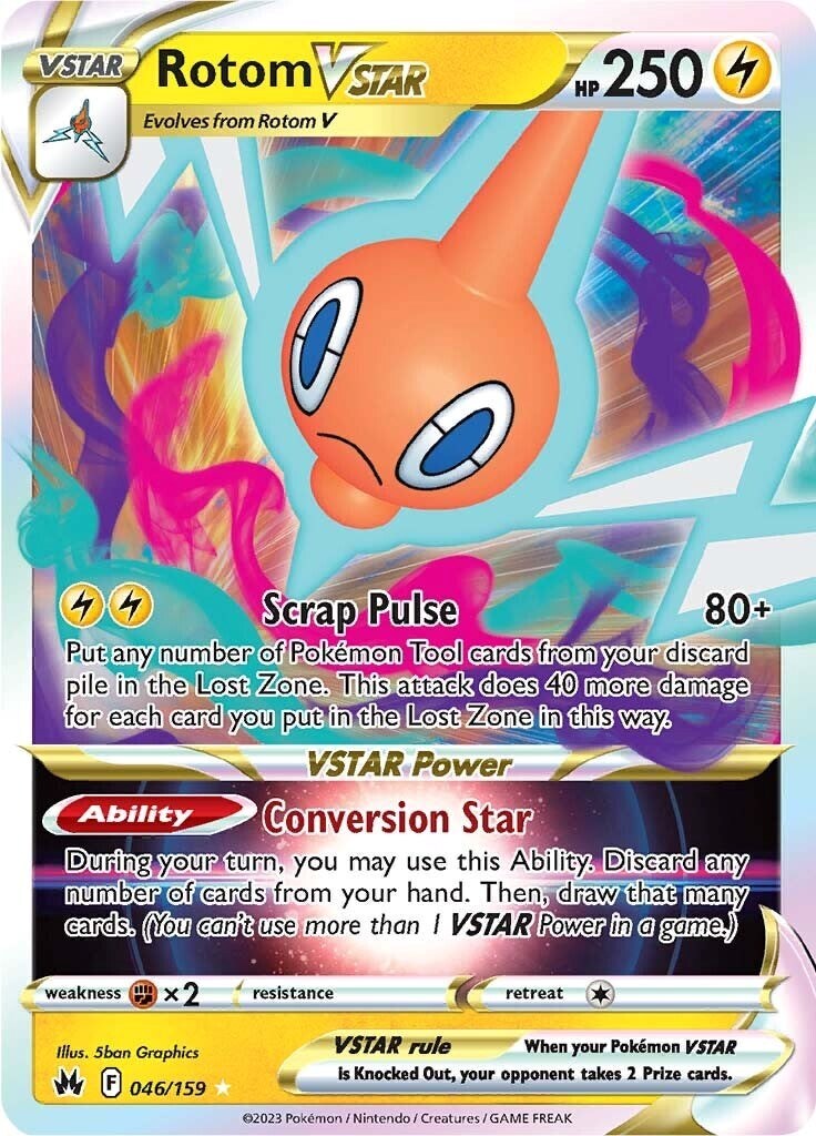 ‼️Pokemon Rotom VSTAR 046/159 Crown Zenith Holo GRADE 10! FAST SHIP~SHOOT OFFER!