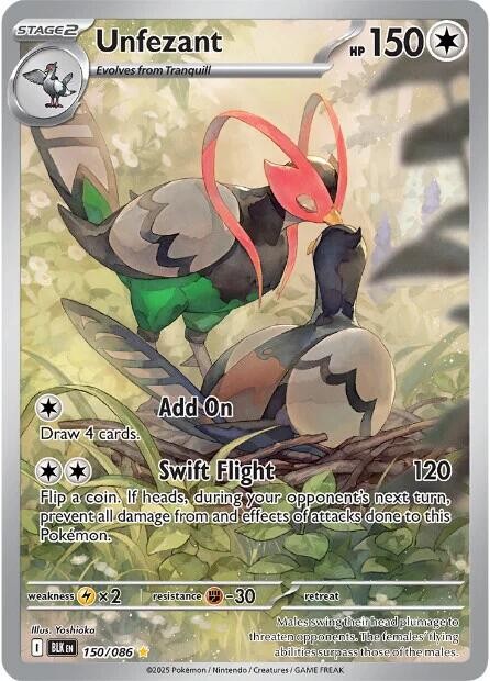 ‼️Pokemon Unfezant 150/086: Black Bolt Holo GRADE 9! FAST SHIPPING~SHOOT OFFER💨