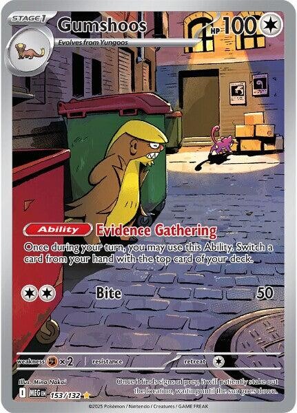 ‼️Gumshoos 153/132: Mega Evolution Holo GRADE 10 PRISTINE GOLD LABEL TOP POP!💨