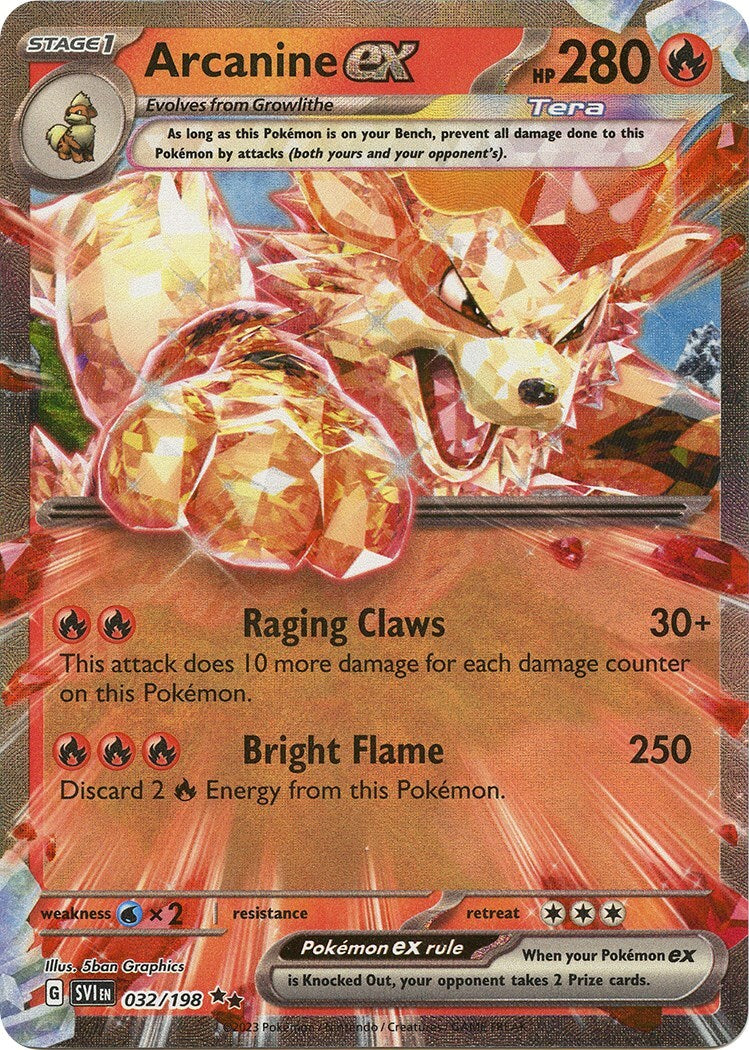 ‼️Pokemon Arcanine ex 032/198: Scarlet & Violet Holo GRADE 10~SHOOT OFFER!💨