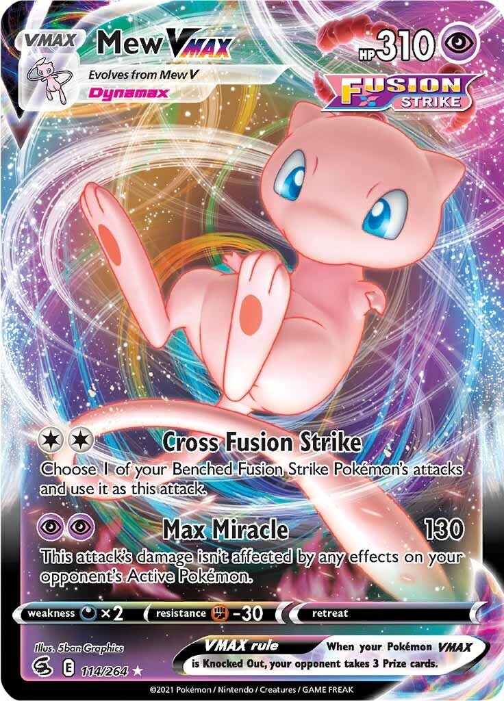 ‼️Pokemon Mew VMAX 114/264: Fusion Strike Holo GRADE 9! FAST SHIP~SHOOT OFFER!💨