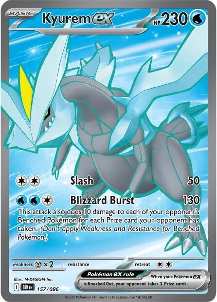 ‼️KYUREM EX 2025 POKÉMON SCARLET & VIOLET BLACK BOLT #157/086 TAG 10!💨