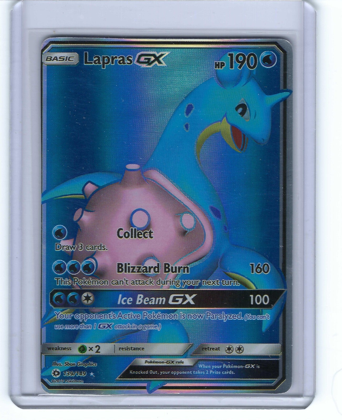 💦 Lapras GX #139 Base Set Holo Sun & Moon~PRISTINE 10 GOLD LABEL LOW TOP POP💨