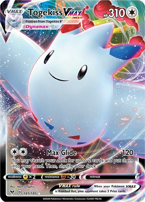 ‼️Pokemon Togekiss VMAX 141/185: Vivid Voltage Holo GRADE 10~SHOOT OFFER!💨