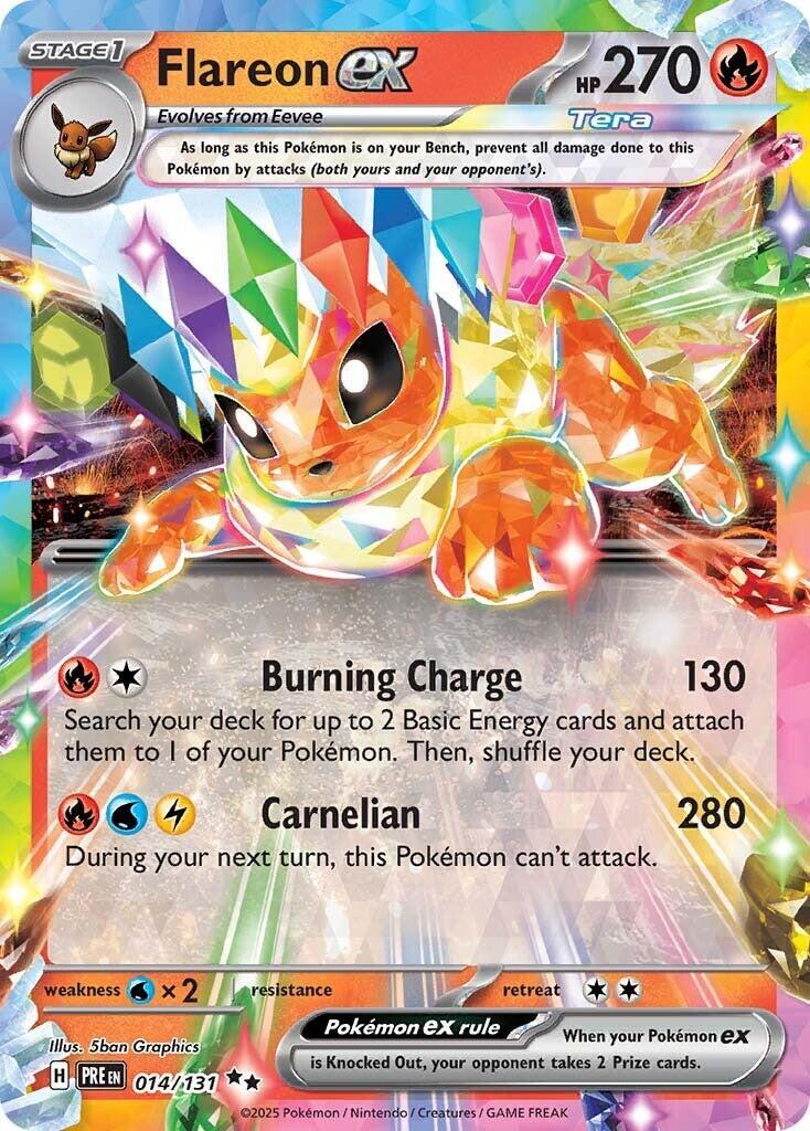 ‼️FLAREON EX - 2025 POKÉMON PRISMATIC EVOLUTIONS #014/131~ TAG GRADE 10!💨
