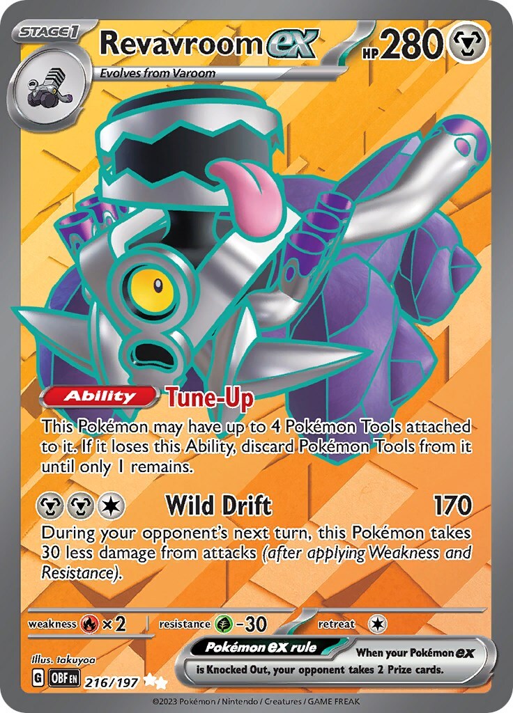 ‼️Pokemon Revavroom ex 216/197: Obsidian Flames Holo GRADE 10! SHOOT OFFER!💨