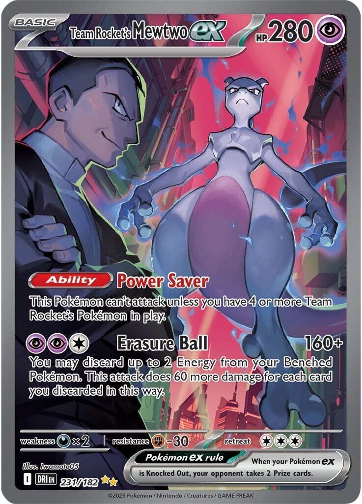 ‼️Team Rocket's Mewtwo ex 231/182 Sv10: Destined Rivals Holo PSA GRADE 10!💨