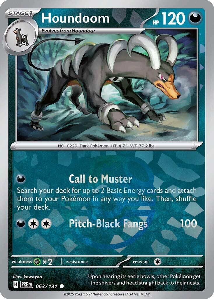 ‼️HOUNDOOM 2025 POKÉMON SCARLET PRISMATIC EVOLUTIONS #063 MASTER BALL TAG 9!💨