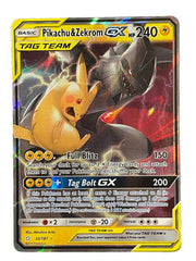 🔥 Pikachu & Zekrom GX #33 Pokemon Team Up Holo~PRISTINE 10 GOLD LABEL TOP POP💨
