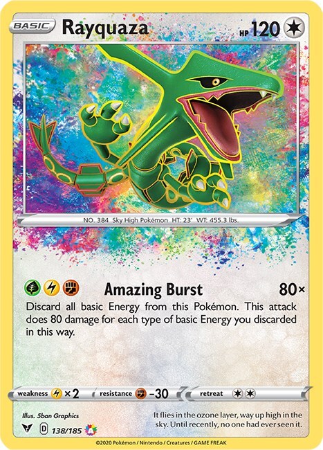 ‼️Rayquaza 138/185 Swsh04: Vivid Voltage Holo Rare GRADE 9.5! SHIPS SAME DAY!💨