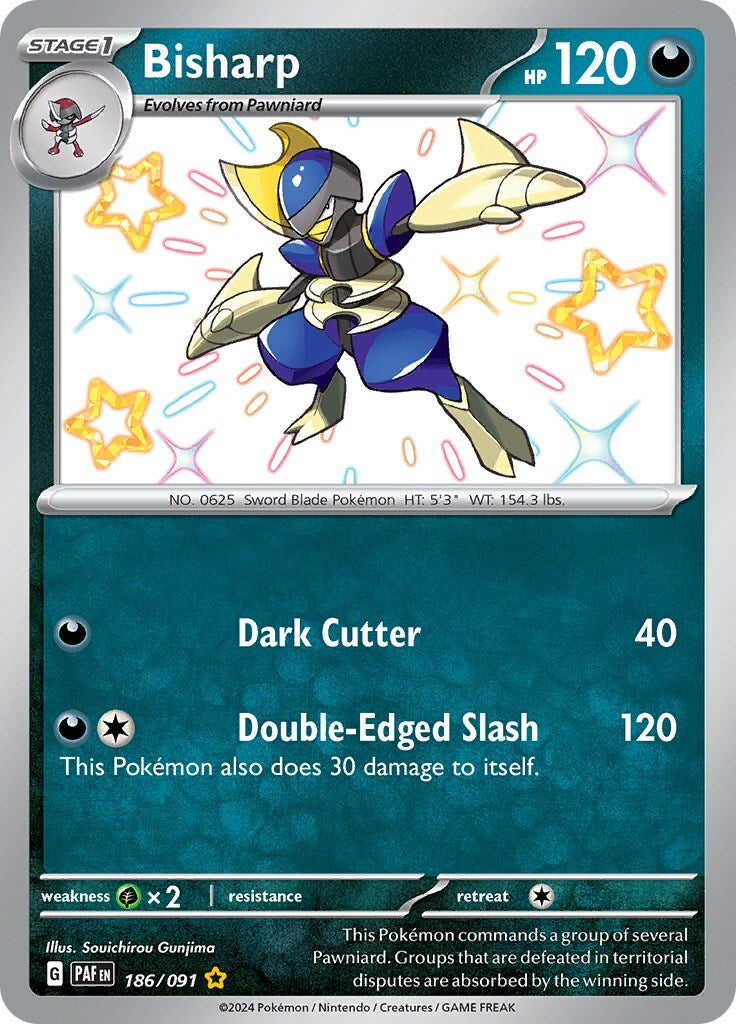 ‼️Pokemon Bisharp 186/091: Paldean Fates Holo GRADE 10! FAST SHIP~SHOOT OFFER!💨