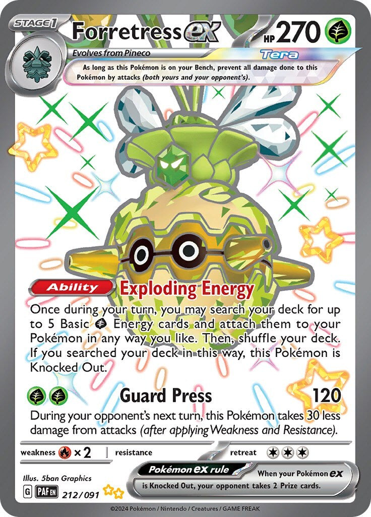 ‼️Pokemon Forretress ex 212/091: Paldean Fates GRADE 10~FAST SHIP~SHOOT OFFER!💨