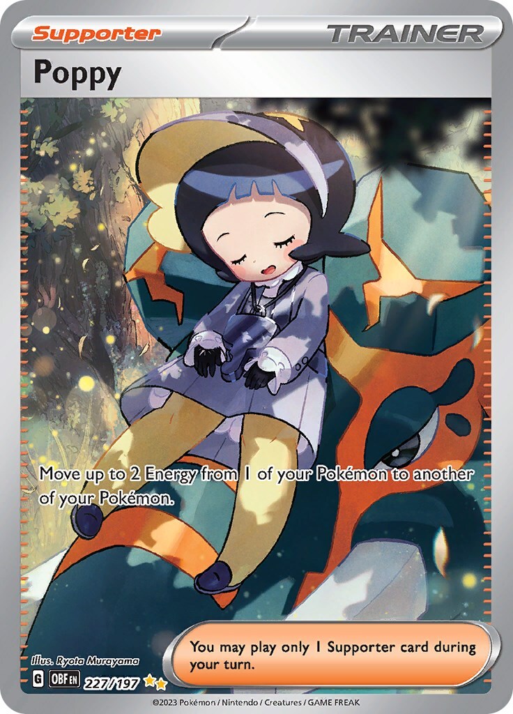 ‼️Pokemon Poppy 227/197: Obsidian Flames Holo GRADE 9! FAST SHIP~SHOOT OFFER💨