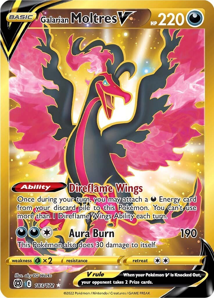 ‼️Galarian Moltres V Pokémon (2022) Brilliant Stars - Secret Rare GRADE 10💨