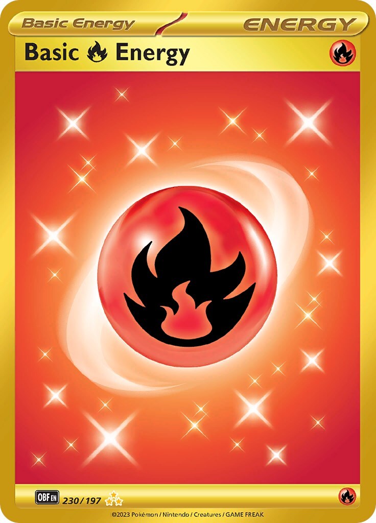 ‼️Pokemon Basic Fire Energy 230/197: Obsidian Flames Holo GRADE 9~FAST SHIP💨