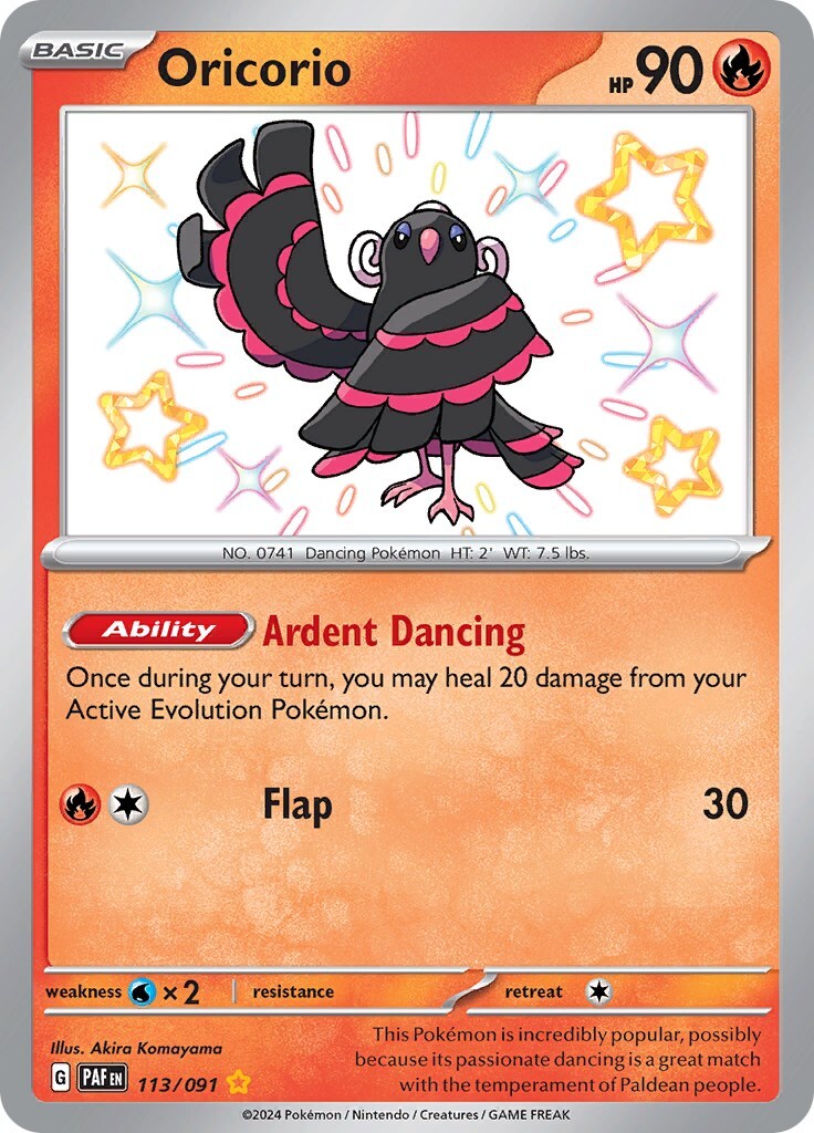 ‼️Pokemon Oricorio 113/091: Paldean Fates Holo GRADE 10! FAST SHIP~SHOOT OFFER💨