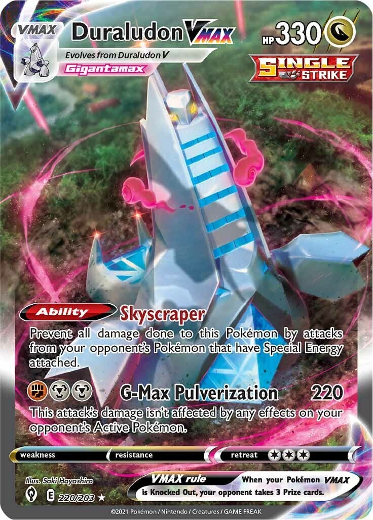 ‼️Pokemon Duraludon VMAX Alt Art Secret 220/203: Evolving Skies Holo GRADE 10!💨
