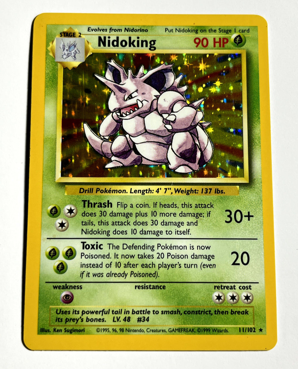 ⚠️ Nidoking 011/102 Pokemon Base Set Holo~ MBA GRADE 6~ FAST SHIP SHOOT OFFER💨