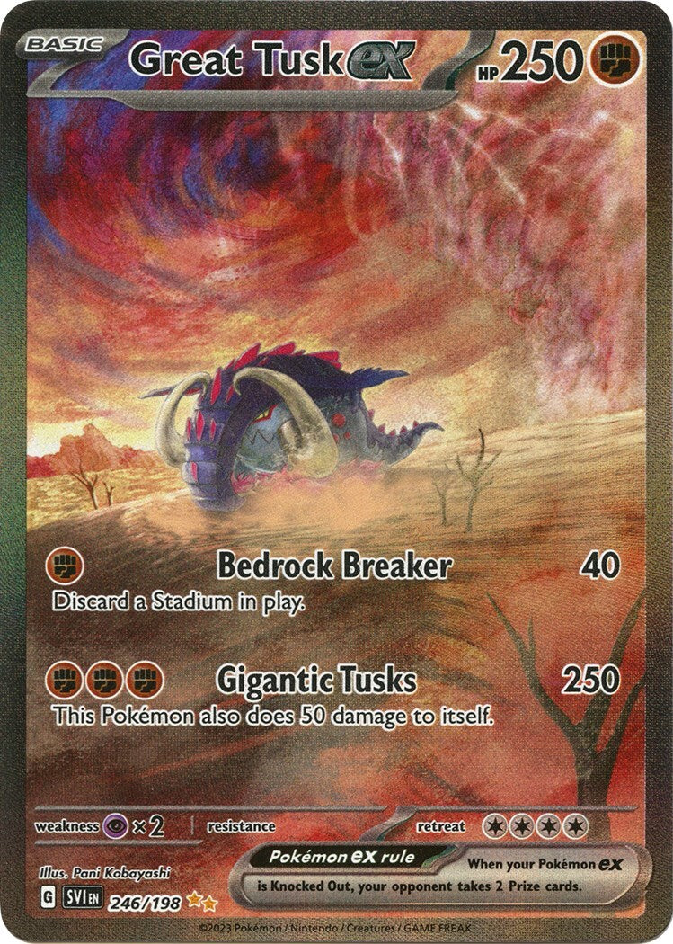 ‼️Great Tusk ex 246/198: Scarlet & Violet Base Set Holo~GRADE 10! FAST SHIP!💨