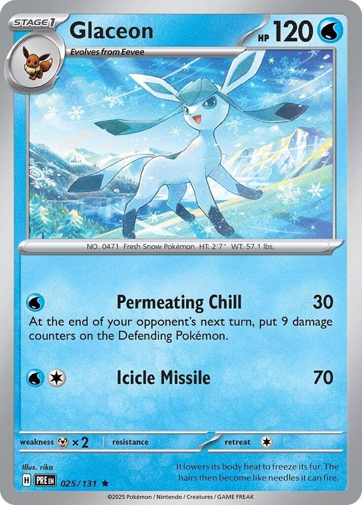 ‼️Glaceon 025/131 Sv: Prismatic Evolutions Holo TAG GRADE 9! SHIPS SAME DAY!💨