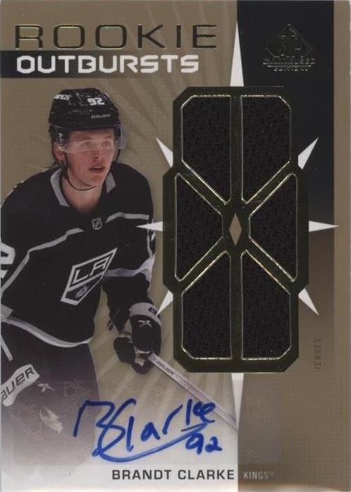 ‼️2022-23 UD SP Game Used - Rookie Outbursts Brandt Clarke Auto Jersey GRADED💨
