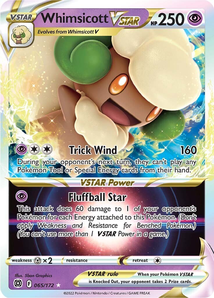 ‼️Pokemon Whimsicott VSTAR 065/172: Brilliant Stars Holo GRADE 10~SHOOT OFFER!💨