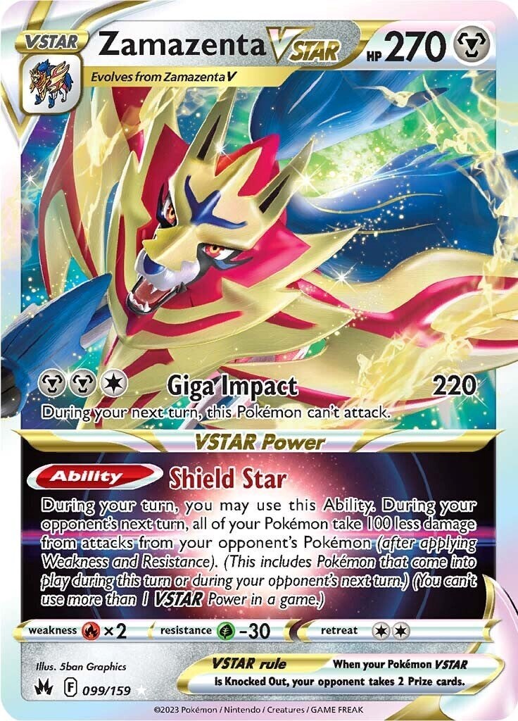 ‼️Pokemon Zamazenta VSTAR 099 Crown Zenith Holo GRADE 10~FAST SHIP~SHOOT OFFER💨