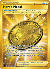 ‼️Hero's Medal (Secret) 201/185 Swsh04: Vivid Voltage Holo GRADE 9!💨