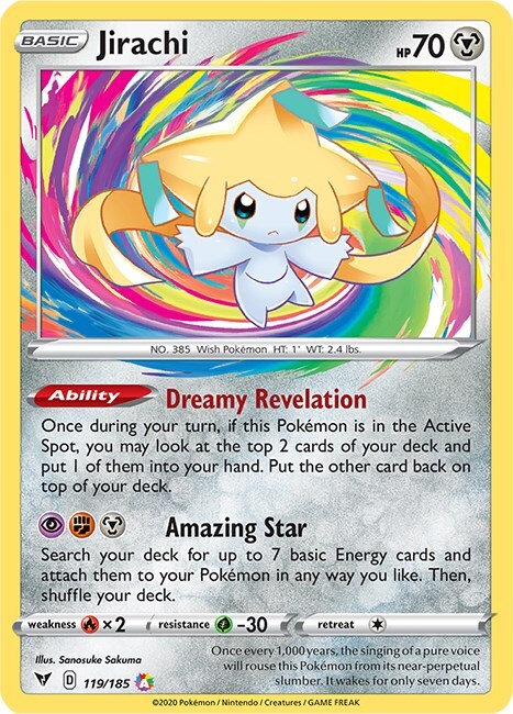 ‼️Pokemon Jirachi 119/185: Vivid Voltage Holo AMAZING RARE GRADE 9~FAST SHIP💨