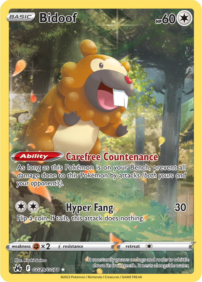 🚨Bidoof GG29 Crown Zenith Galarian Gallery Holo GRADE 10! FAST SHIP SHOOT OFFER