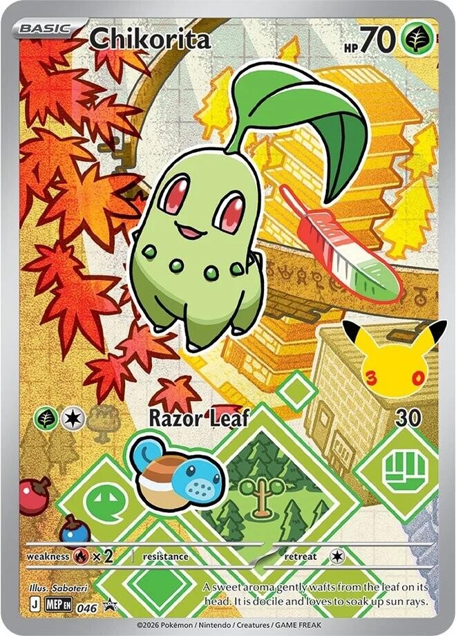 ⚠️ Chikorita 046 Pokemon Mega Evolution Promo~PRISTINE 10 GOLD LABEL TOP POP💨