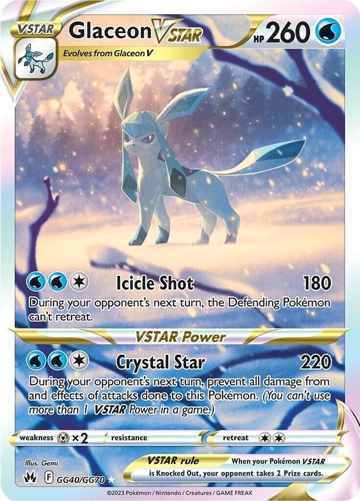 ‼️Glaceon VSTAR GG40/GG70 Crown Zenith~Galarian Gallery GRADE 8.5! SHOOT OFFER💨
