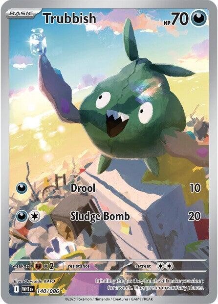 ‼️Pokemon Trubbish 140/086: White Flare Holo GRADE 9! FAST SHIP~ SHOOT OFFER!💨