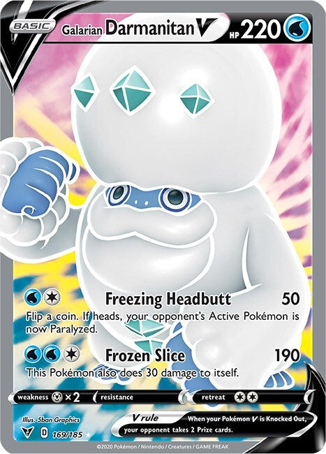 ‼️Pokemon Galarian Darmanitan V Full Art 169/185: Vivid Voltage Holo GRADE 10!💨