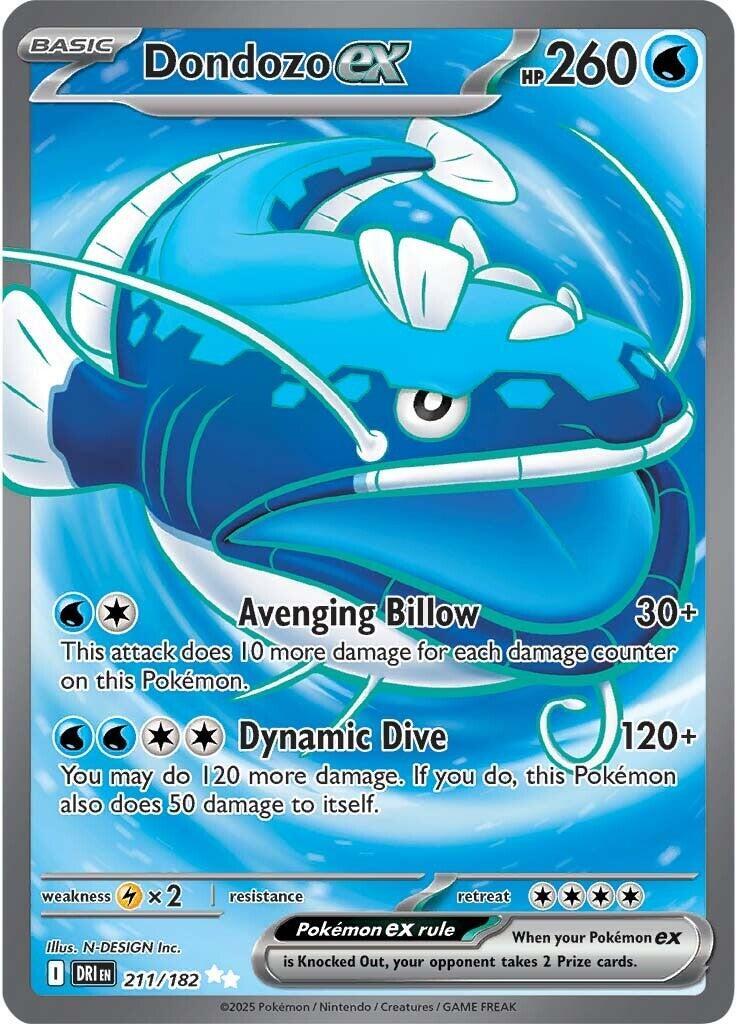 ‼️Dondozo ex 211/182 Sv10: Destined Rivals Holo GRADE 10! SHIPS SAME DAY!💨