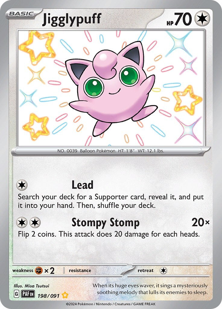 ‼️Pokemon Jigglypuff 198/091: Paldean Fates Holo GRADE 9! FAST SHIP~SHOOT OFFER!