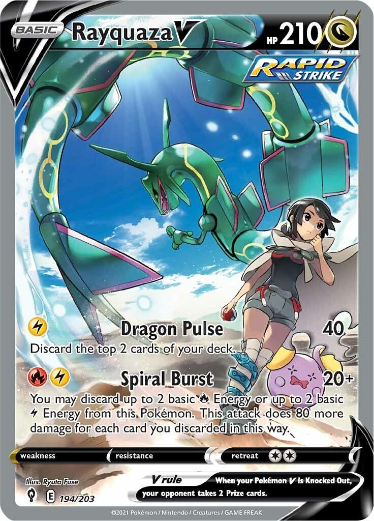 ‼️Rayquaza V Pokémon (2021) Evolving Skies - 194/203 Ultra Rare - GRADE 10!💨