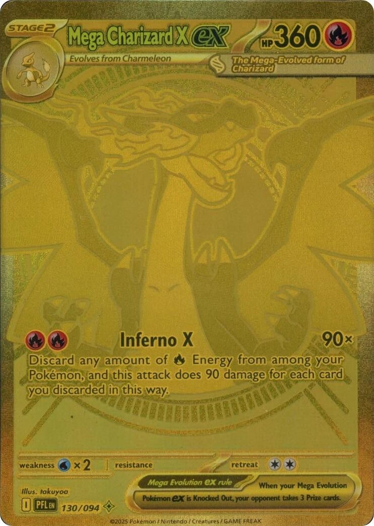 🔥Pokemon Mega Charizard X ex #130 Phantasmal Flames CGC 10 PRISTINE GOLD LABEL!